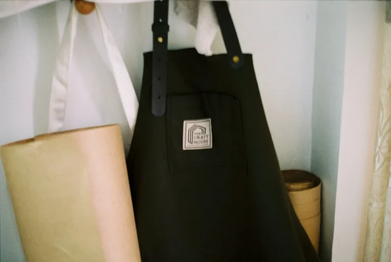 kitchen linen apron hanging