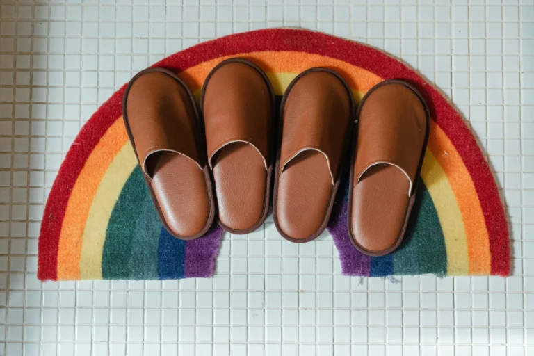 bathroom mats with slippers on it