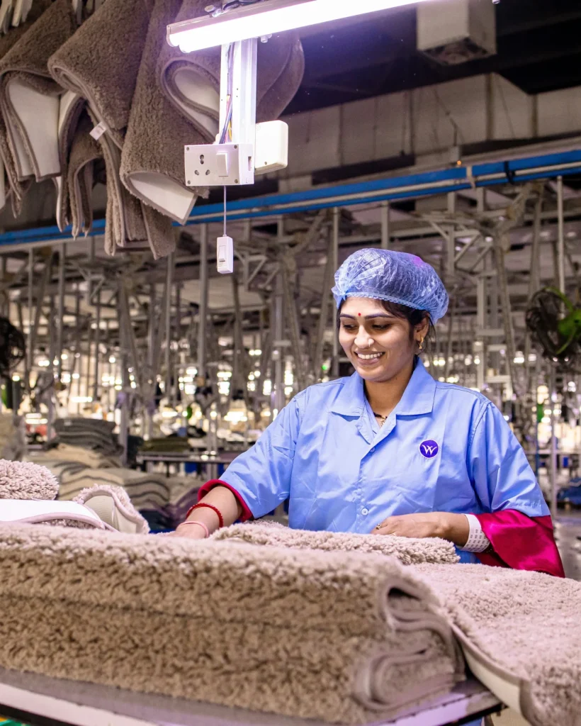 a textile manufacturing company employee working